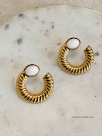 White Spiral Earrings - SOKORA JEWELSWhite Spiral Earrings
