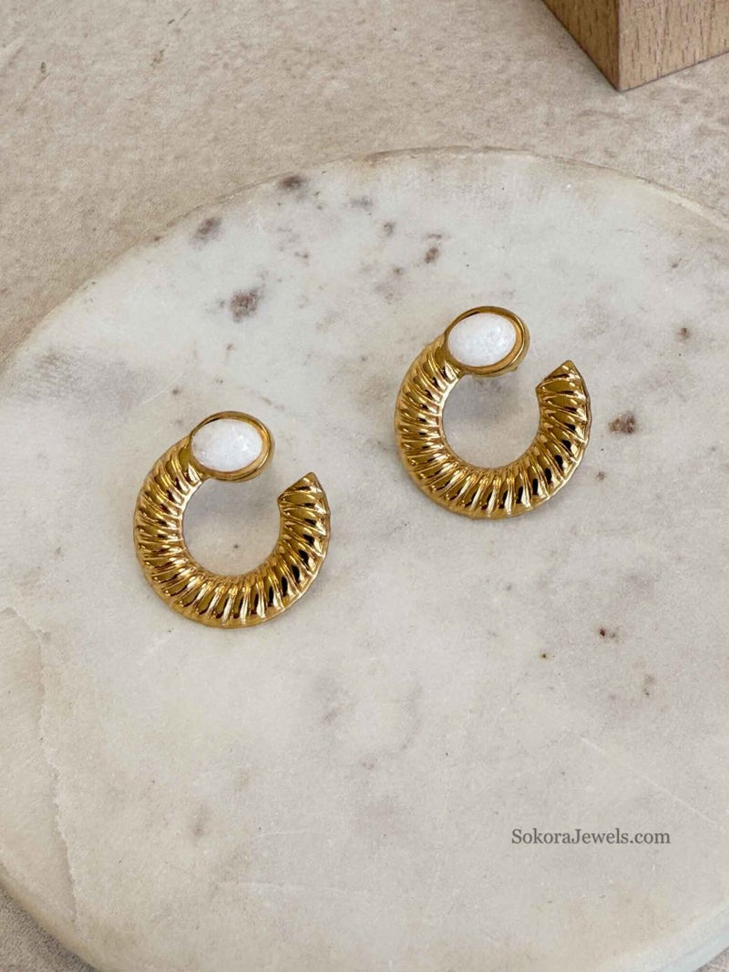 White Spiral Earrings - SOKORA JEWELSWhite Spiral Earrings