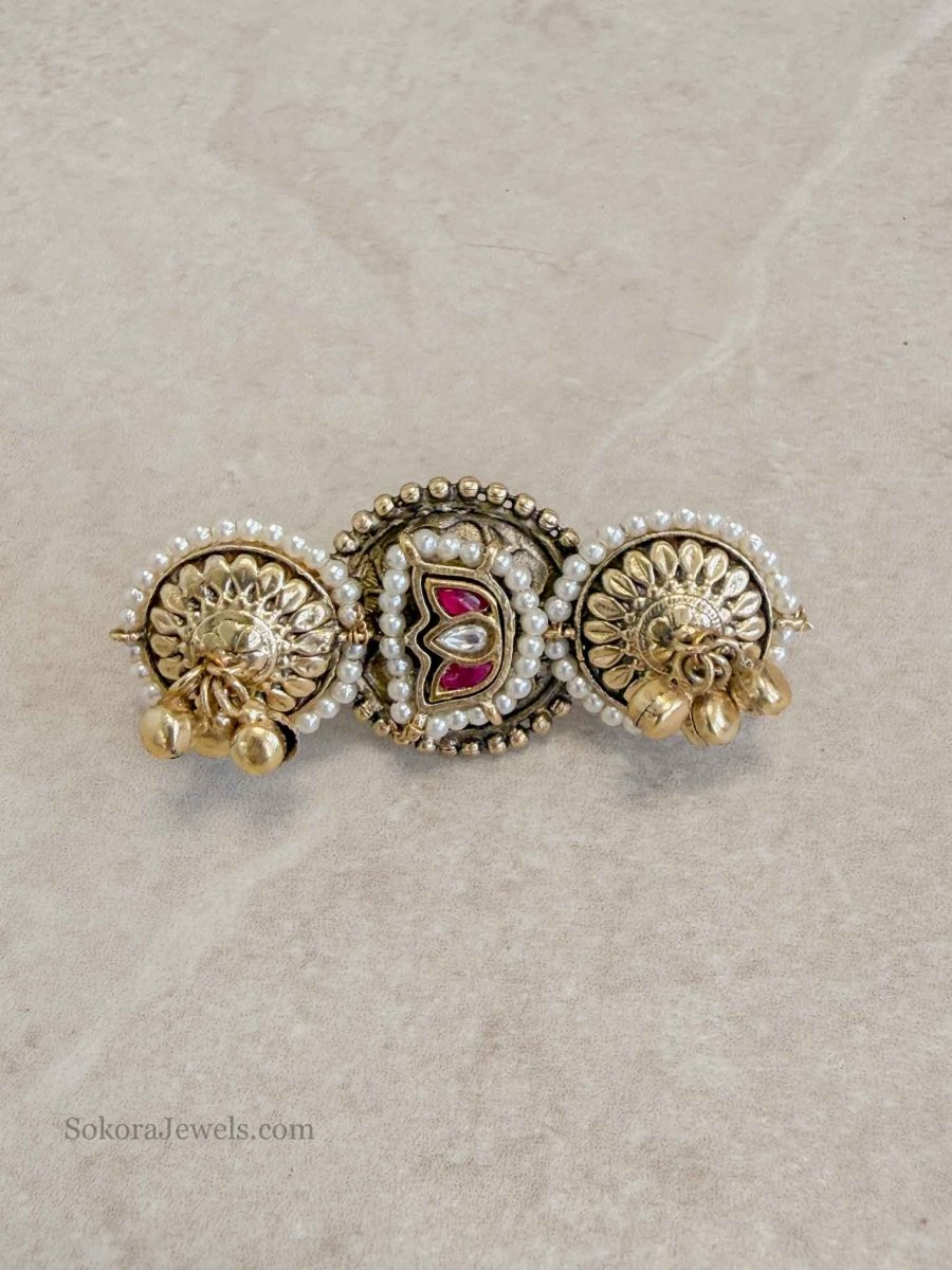 Wide Lotus Motif Kundan ring - SOKORA JEWELSWide Lotus Motif Kundan ringRING