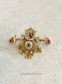 Wide Peacock Kashmiri Kundan ring - SOKORA JEWELSWide Peacock Kashmiri Kundan ringRING