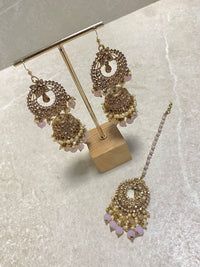SLIGHTLY IMPERFECT: Antique Gold Drop Earrings - Pink
