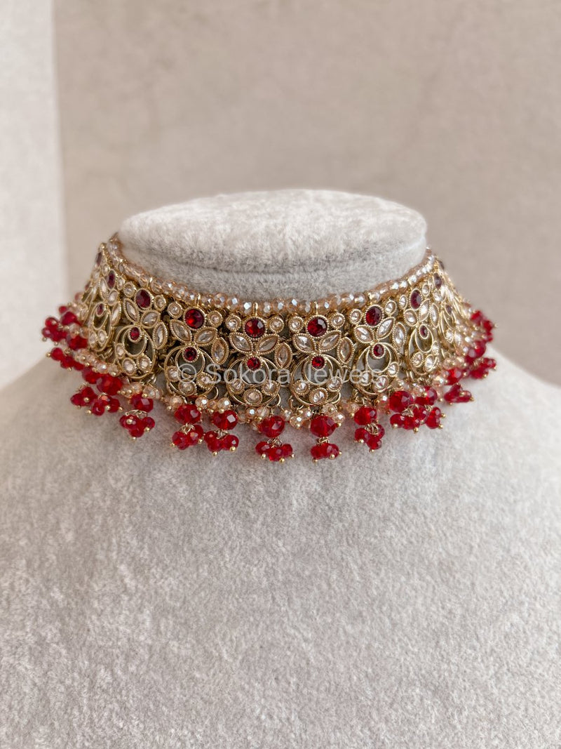 Yashnee Choker - Red - SOKORA JEWELSYashnee Choker - RedChoker Sets