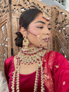 Yasmeen Bridal Necklace set - Maroon - SOKORA JEWELSYasmeen Bridal Necklace set - Maroon