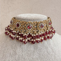 Yasmeen Choker - Maroon - SOKORA JEWELSYasmeen Choker - MaroonChoker Sets