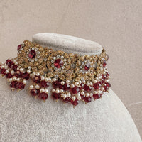 Yasmeen Choker - Maroon - SOKORA JEWELSYasmeen Choker - MaroonChoker Sets