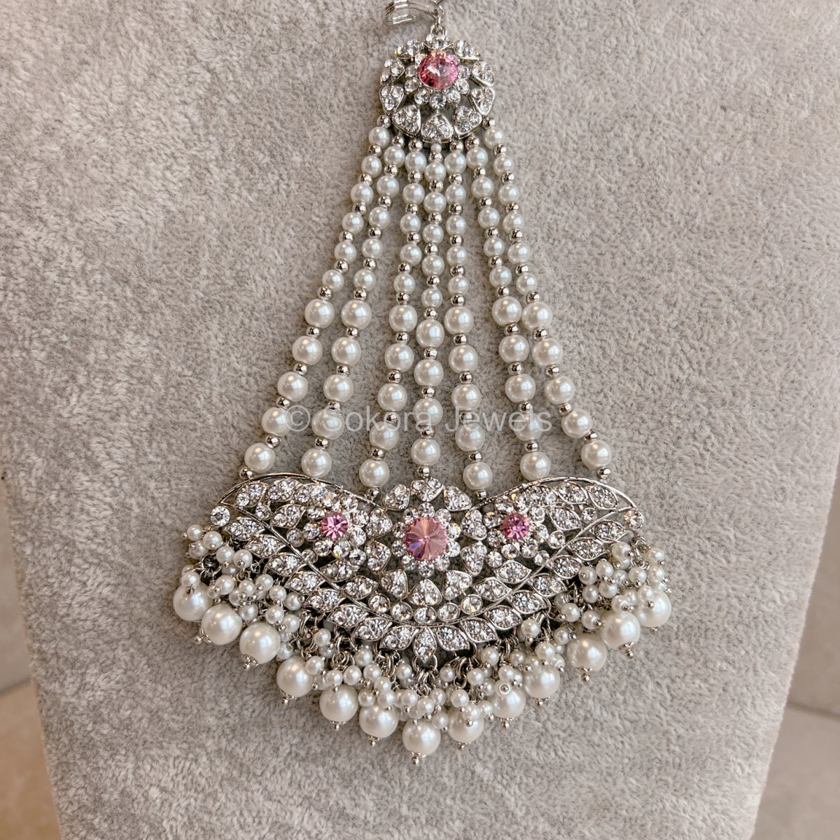 Yasmeen Silver Jhumar - Light Pink - SOKORA JEWELSYasmeen Silver Jhumar - Light Pink