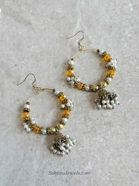 Yellow Jhumka Hoops - SOKORA JEWELSYellow Jhumka Hoops