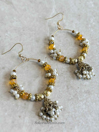 Yellow Jhumka Hoops - SOKORA JEWELSYellow Jhumka Hoops