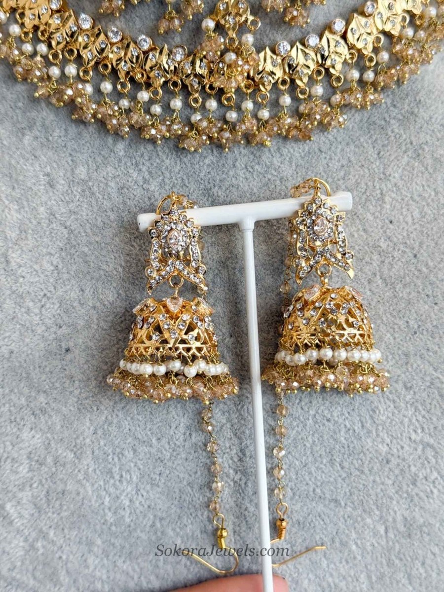 Zahara Golden Bridal Choker Set - SOKORA JEWELSZahara Golden Bridal Choker Set