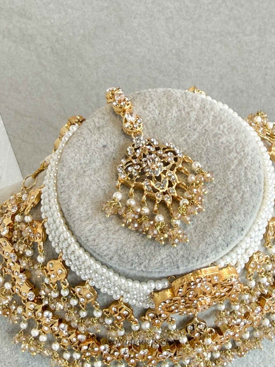 Zahara Golden Bridal Choker Set - SOKORA JEWELSZahara Golden Bridal Choker Set