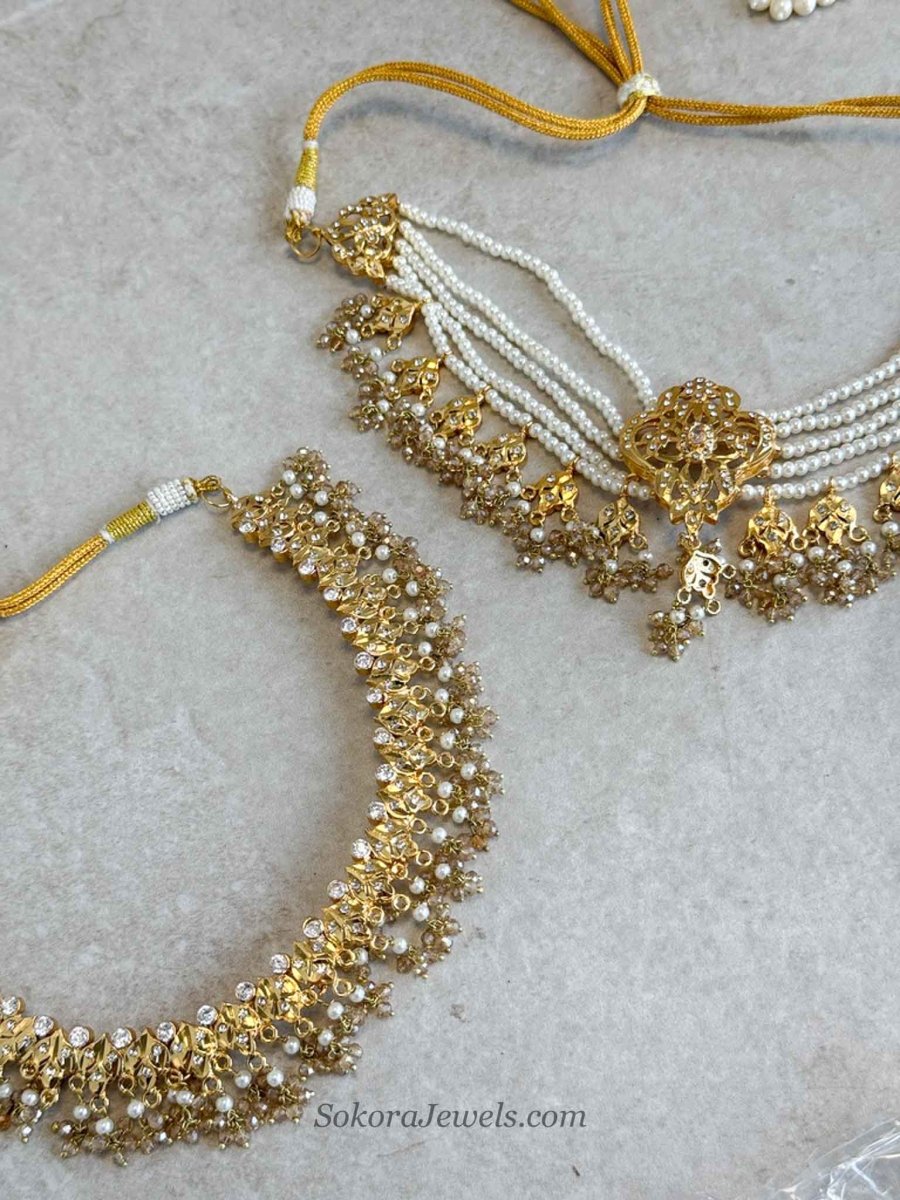 Zahara Golden Bridal Choker Set - SOKORA JEWELSZahara Golden Bridal Choker Set