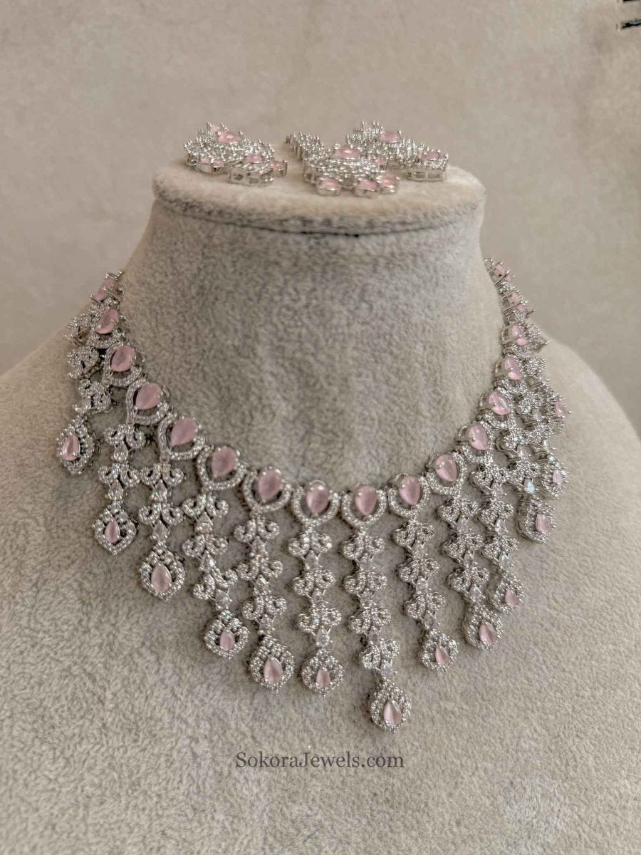 Zareen Silver Bridal Reception Set - SOKORA JEWELSZareen Silver Bridal Reception SetNECKLACE SETS
