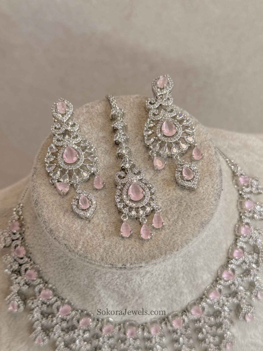 Zareen Silver Bridal Reception Set - SOKORA JEWELSZareen Silver Bridal Reception SetNECKLACE SETS