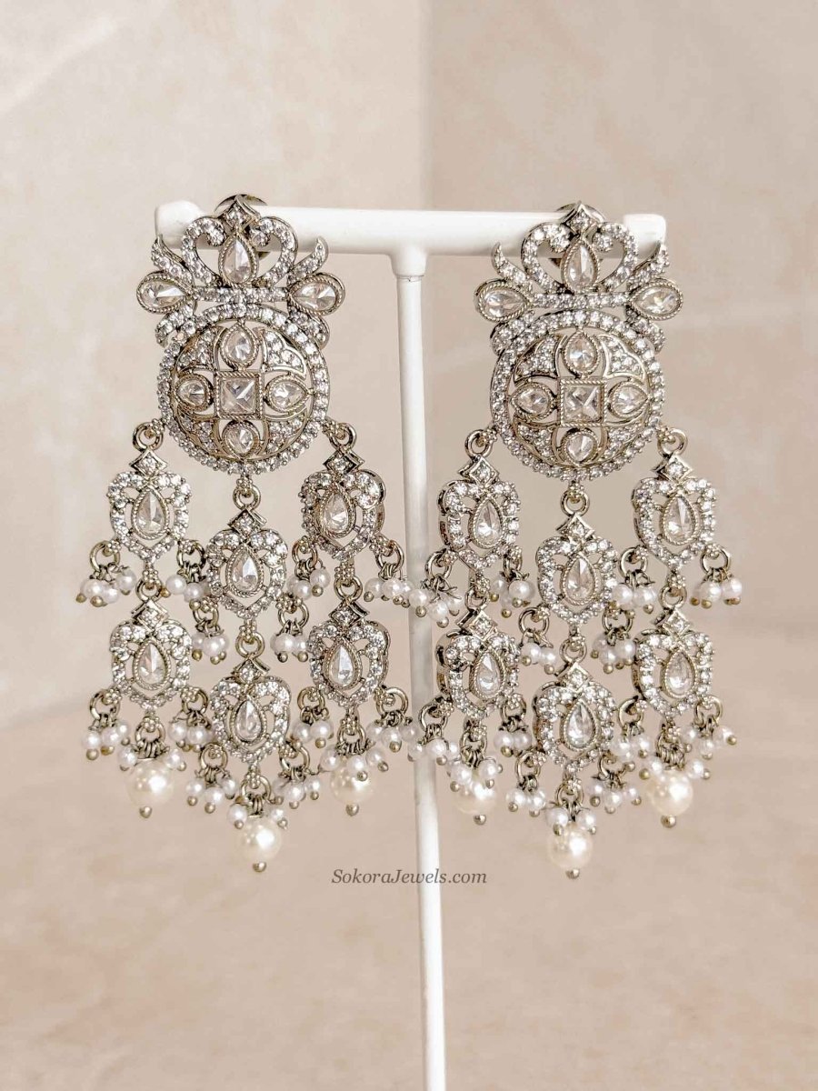 Zareen Statement Zircon Dangling Earrings - SOKORA JEWELSZareen Statement Zircon Dangling Earrings