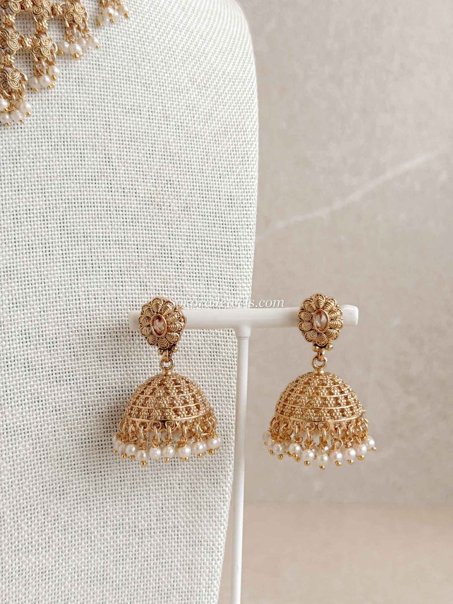 Zariya Cascade Statement Choker Set with Pearls - SOKORA JEWELSZariya Cascade Statement Choker Set with Pearls