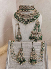 Zariya Emerald Green & Golden Crystal Bridal Set - SOKORA JEWELSZariya Emerald Green & Golden Crystal Bridal Setnecklace sets