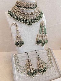 Zariya Emerald Green & Golden Crystal Bridal Set - SOKORA JEWELSZariya Emerald Green & Golden Crystal Bridal Setnecklace sets