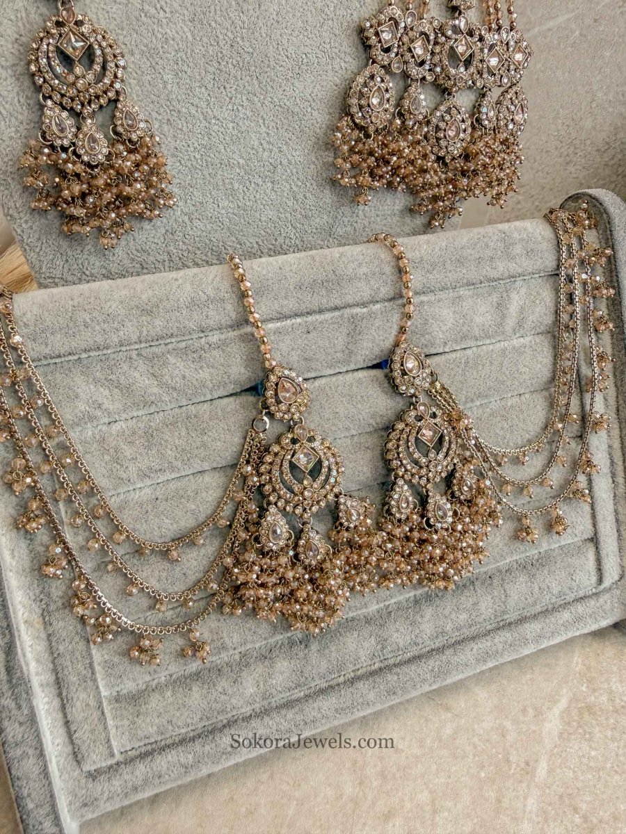 Zariya Golden Crystal Bridal Set - SOKORA JEWELSZariya Golden Crystal Bridal Setnecklace sets
