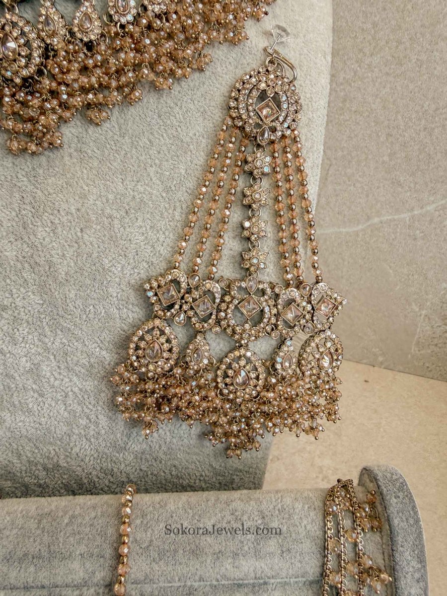 Zariya Golden Crystal Bridal Set - SOKORA JEWELSZariya Golden Crystal Bridal Setnecklace sets