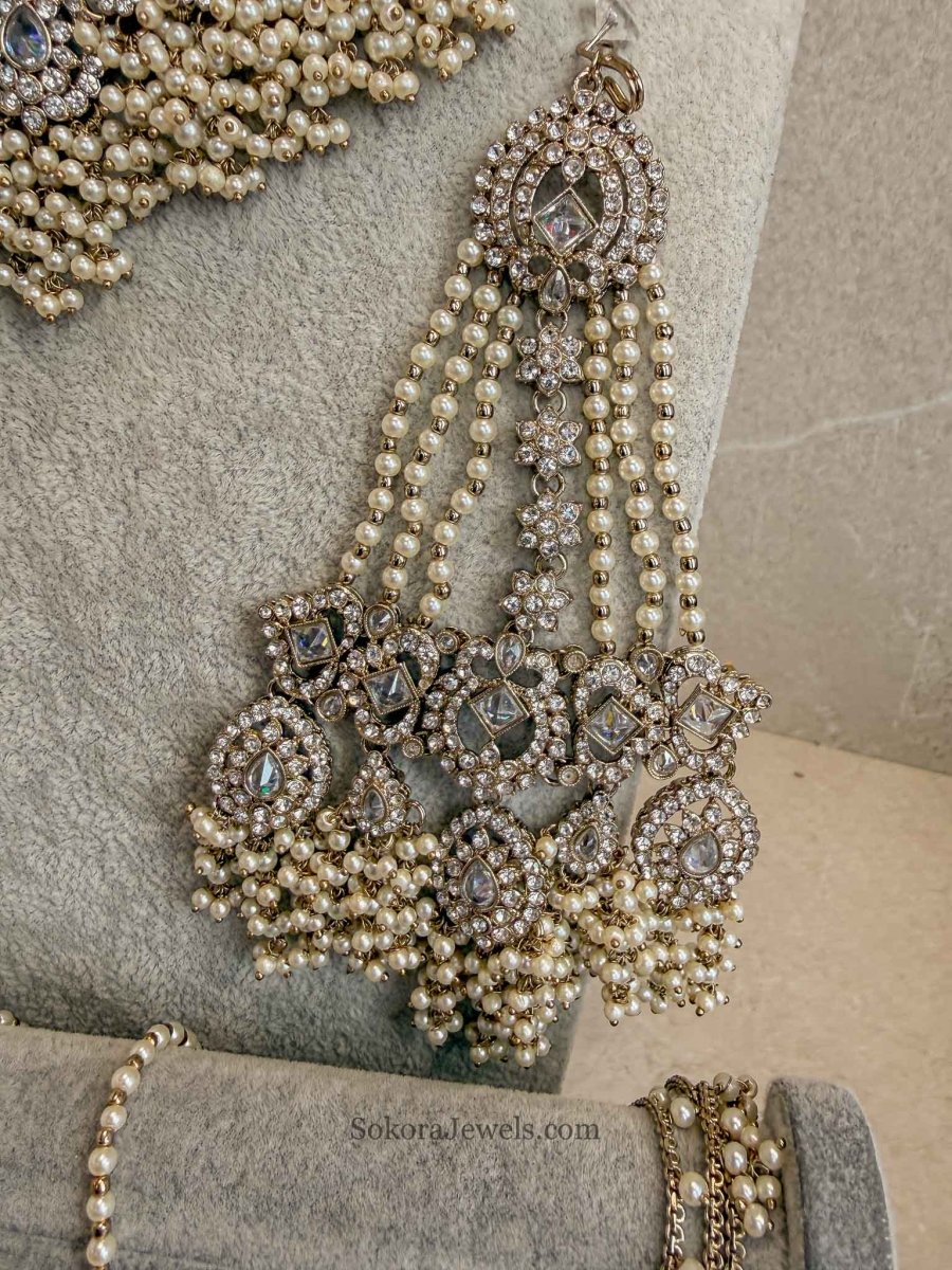 Zariya Ivory Pearl Bridal Jewellery Set - SOKORA JEWELSZariya Ivory Pearl Bridal Jewellery Setnecklace sets