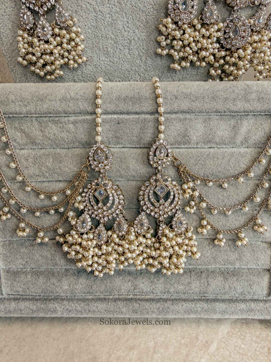Zariya Ivory Pearl Bridal Jewellery Set - SOKORA JEWELSZariya Ivory Pearl Bridal Jewellery Setnecklace sets