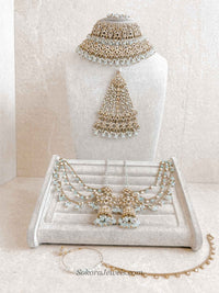 Zeba Bridal Double Choker Necklace set - Light Blue - SOKORA JEWELSZeba Bridal Double Choker Necklace set - Light Blue