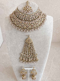 Zeba Bridal Double Choker Necklace set - Pink - SOKORA JEWELSZeba Bridal Double Choker Necklace set - Pink