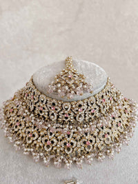 Zeba Bridal Double Choker Necklace set - Pink - SOKORA JEWELSZeba Bridal Double Choker Necklace set - Pink