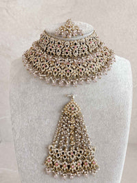 Zeba Bridal Double Choker Necklace set - Pink - SOKORA JEWELSZeba Bridal Double Choker Necklace set - Pink