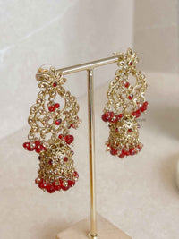 Zeba Bridal Double Choker Necklace set - Red - SOKORA JEWELSZeba Bridal Double Choker Necklace set - Red