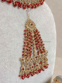 Zeba Bridal Double Choker Necklace set - Red - SOKORA JEWELSZeba Bridal Double Choker Necklace set - Red