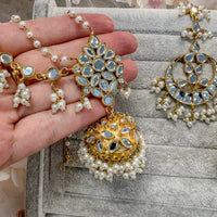 Zenab Mirror Kundan Earring and Tikka set