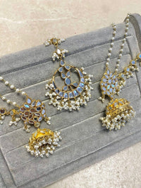 Zenab Mirror Kundan Earring and Tikka set - SOKORA JEWELSZenab Mirror Kundan Earring and Tikka set