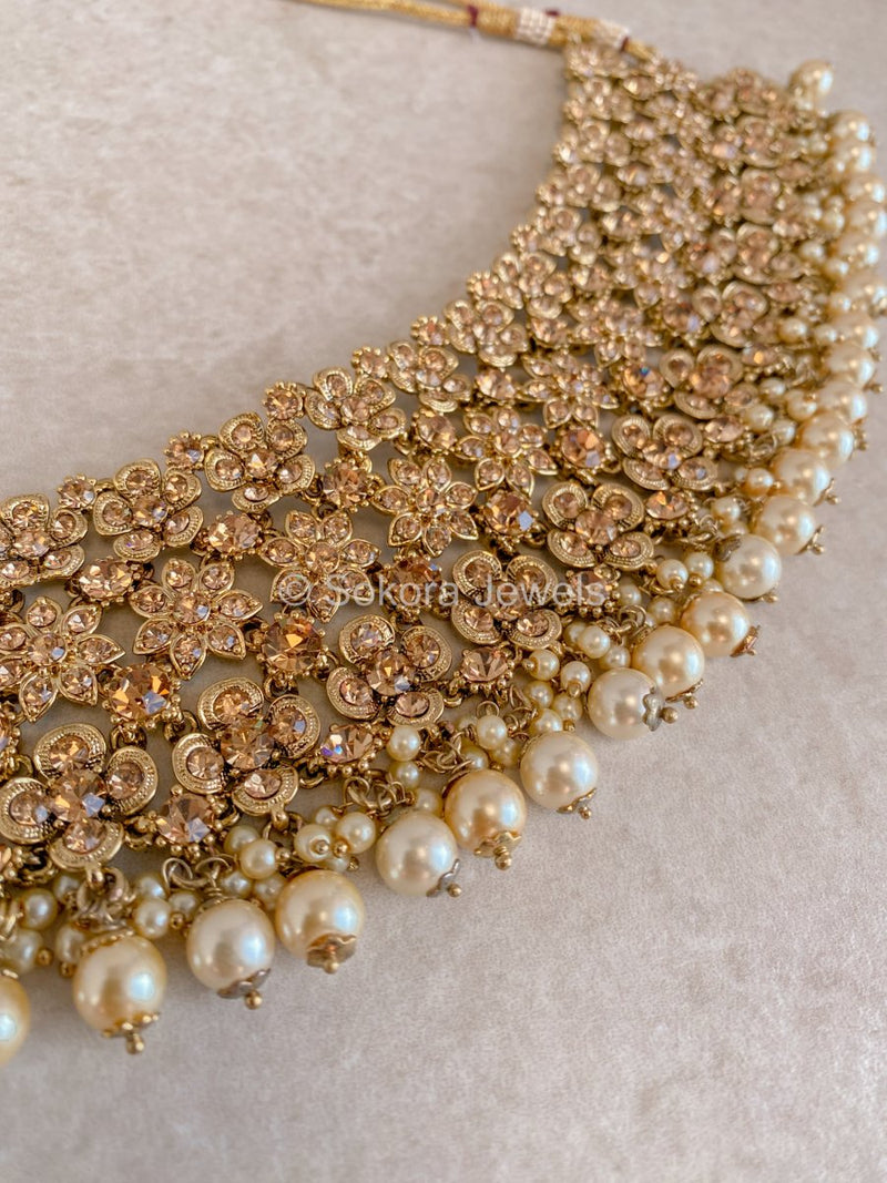 Ziba Bridal Necklace Only - Antique Gold - SOKORA JEWELSZiba Bridal Necklace Only - Antique Gold