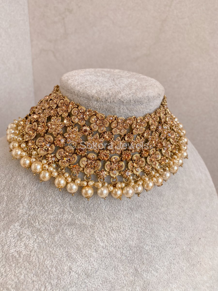 Ziba Bridal Necklace Only - Antique Gold - SOKORA JEWELSZiba Bridal Necklace Only - Antique Gold