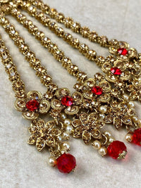 Ziba Golden Jhumar - Red - SOKORA JEWELSZiba Golden Jhumar - Red