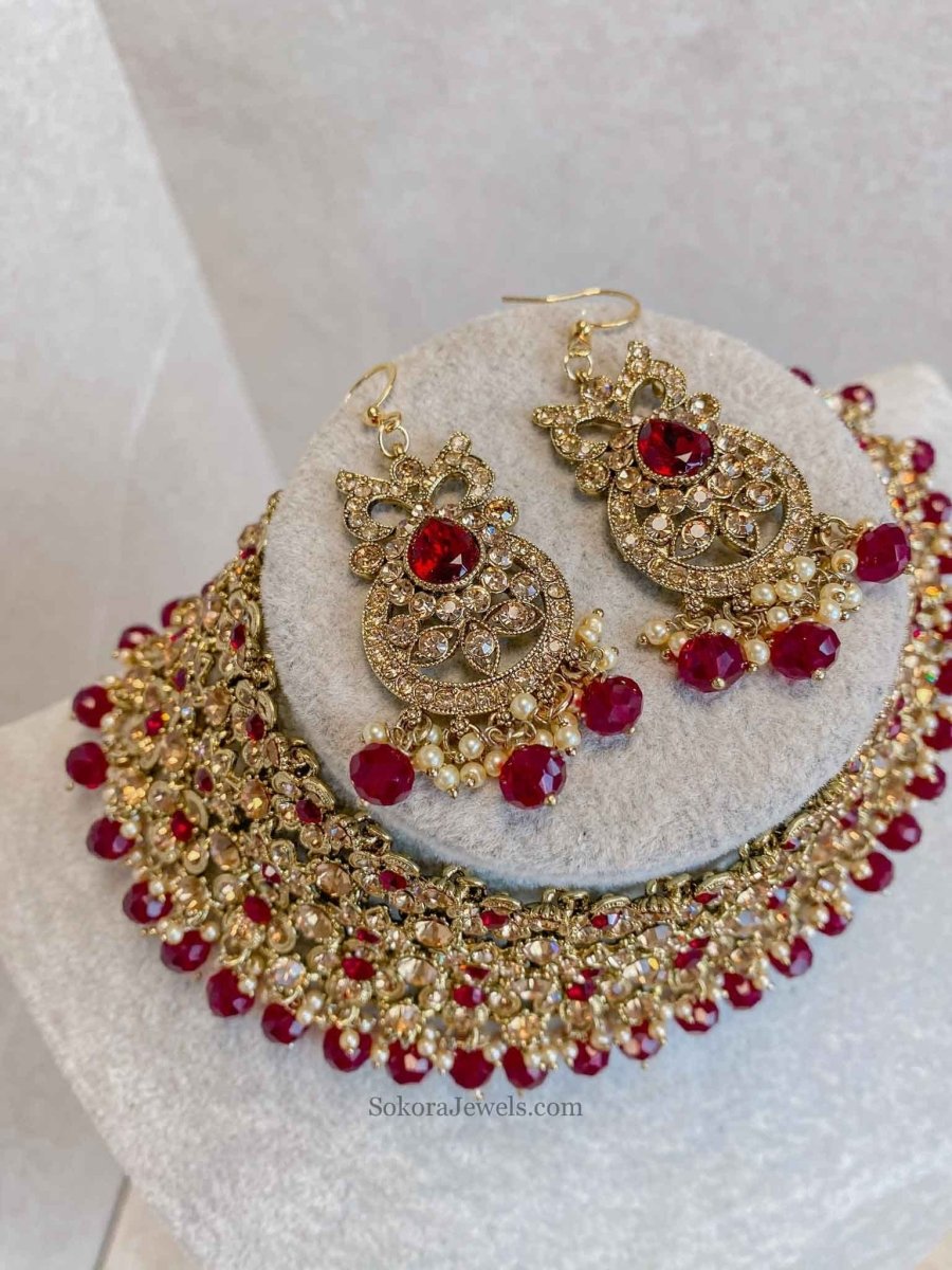 Ziba Necklace Only - Maroon - SOKORA JEWELSZiba Necklace Only - Maroon