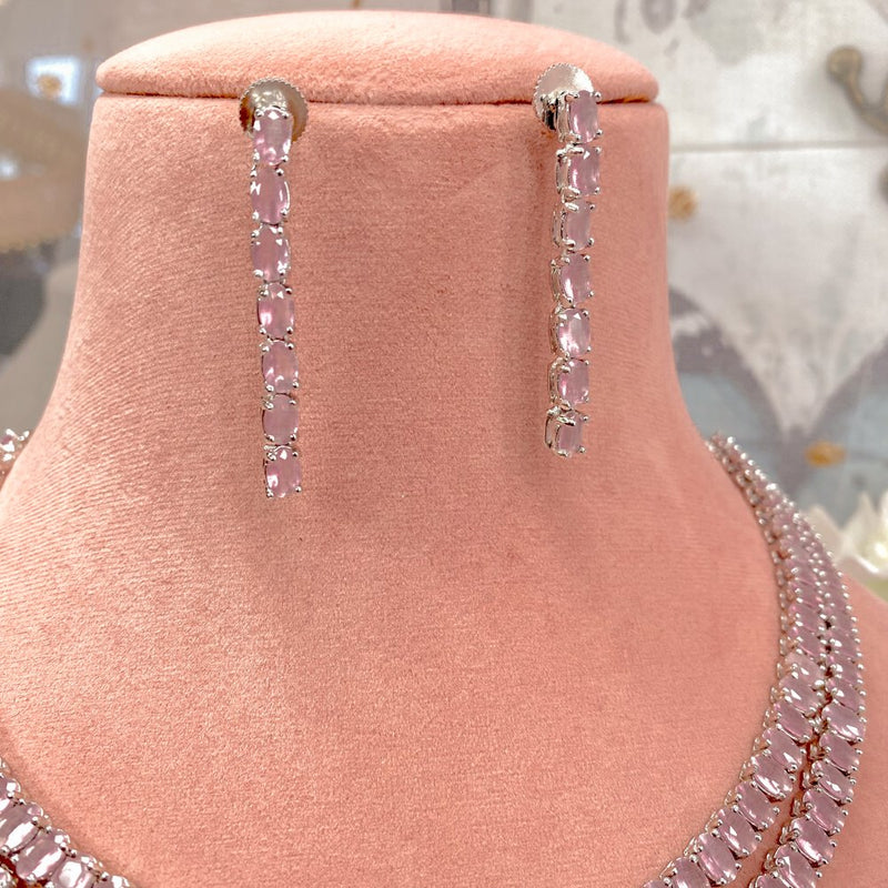 2 Line Diamante Set - Pink - SOKORA JEWELS2 Line Diamante Set - PinkNECKLACE SETS