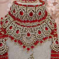 Bilqees Bridal Double necklace set - Red
