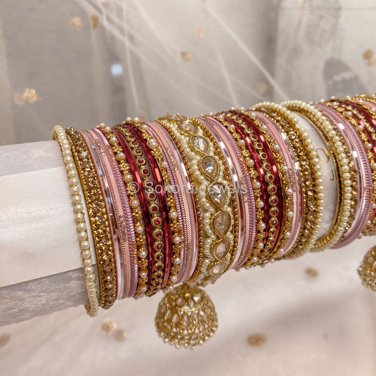 Pink bridal online bangles set