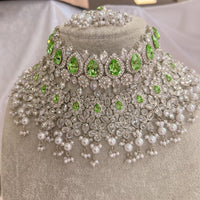 Aafiya Bridal Double necklace set - Green - SOKORA JEWELSAafiya Bridal Double necklace set - Green