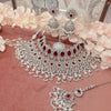 Aafiya Bridal Double necklace set - Maroon - SOKORA JEWELSAafiya Bridal Double necklace set - Maroon