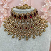 Aafiya Bridal Double necklace set - Maroon/Gold Ball - SOKORA JEWELSAafiya Bridal Double necklace set - Maroon/Gold Ball