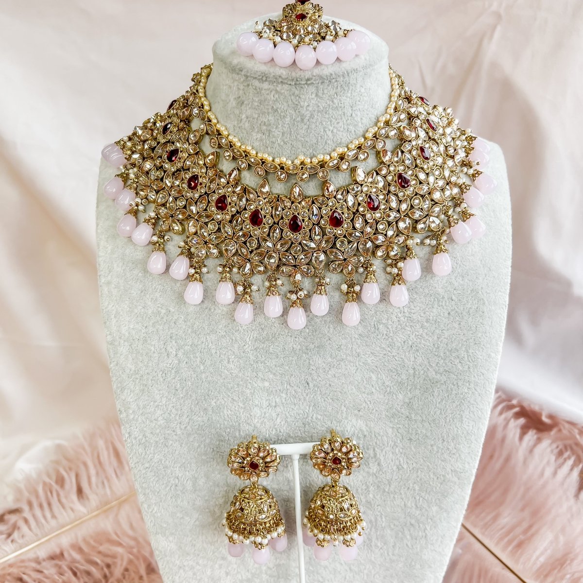 Buy Asmitta Ethnic Kundan Studded Gold Toned Double Layer 3 Necklace Set  Combo Online