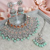 Aafiya Bridal Double necklace set - Mint/Peach - SOKORA JEWELSAafiya Bridal Double necklace set - Mint/Peach