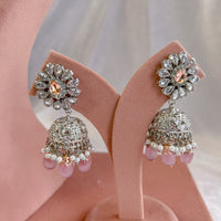 Aafiya Bridal Double necklace set - Pink - Peach - SOKORA JEWELSAafiya Bridal Double necklace set - Pink - Peach
