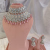 Aafiya Bridal Double necklace set - Pink - Peach - SOKORA JEWELSAafiya Bridal Double necklace set - Pink - Peach
