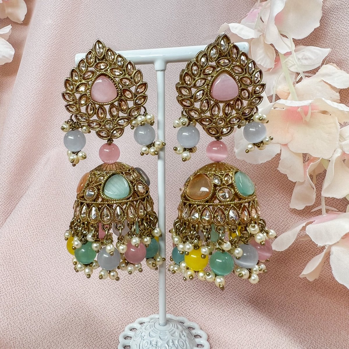 Aditi Jhumka Earrings - Multicolour - SOKORA JEWELSAditi Jhumka Earrings - Multicolour