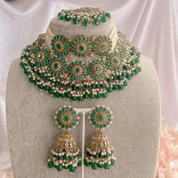 Alar Bridal Double Necklace Set - Green - SOKORA JEWELSAlar Bridal Double Necklace Set - Green