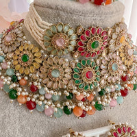 Alar Bridal Double Necklace Set - Multicolour - SOKORA JEWELSAlar Bridal Double Necklace Set - Multicolour